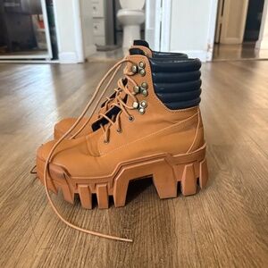 Platform tan "work" boots